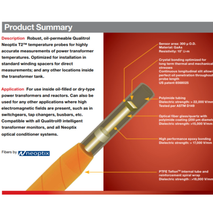 Fiber optic temperature probes for transformers